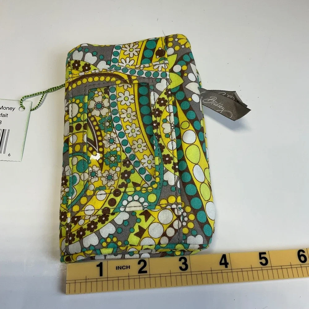Vera Bradley One for the Money Wallet Lemon Parfait Paisley Quilted Cotton New - Picture 7 of 8